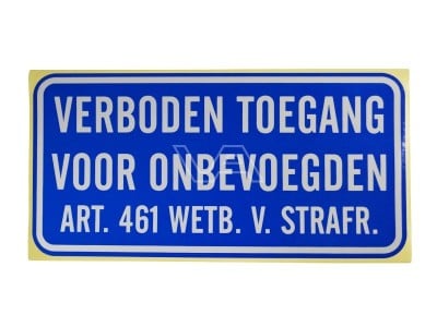 Verboden Toegang sticker 40 x 20 cm